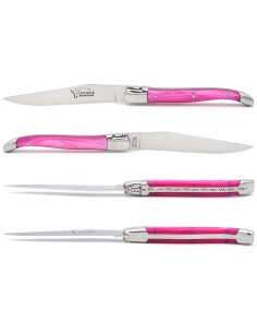 Laguiole Steakmesser, fein Griff aus perlmuttfarbenem Acryl 2