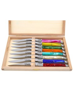 Laguiole Steakmesser, fein Griff aus perlmuttfarbenem Acryl