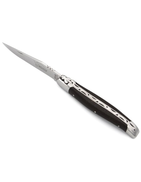 Laguiole pliant 12 cm, manche en marc de café, abeille forgée