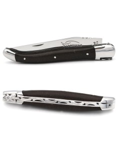Laguiole pliant 12 cm, manche en marc de café, abeille forgée