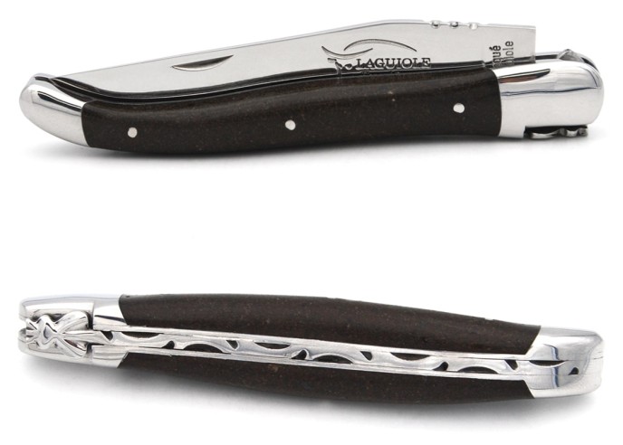 Laguiole pocket knife, 12 cm, Coffee grounds handle, forged bee