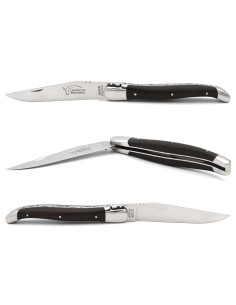 Laguiole pliant 12 cm, manche en marc de café, abeille forgée 2
