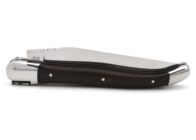 Laguiole Klappmesser, 12cm, Griff aus Kaffeesatz, Geschmiedete Biene