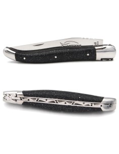 Laguiole pliant 12 cm, manche en coquilles de moules, abeille forgée, lame seule, finition inox brillant