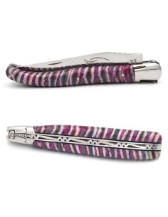 Laguiole Klappmesser 12cm, Delta Griff aus Rosa-violett Mammutmolar