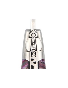 Laguiole pliant 12 cm, manche delta en molaire de mammouth rose-violet 2