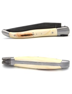 Laguiole "Sauvage" 12 cm - lame et abeille en acier damas, manche en dent de phacochère