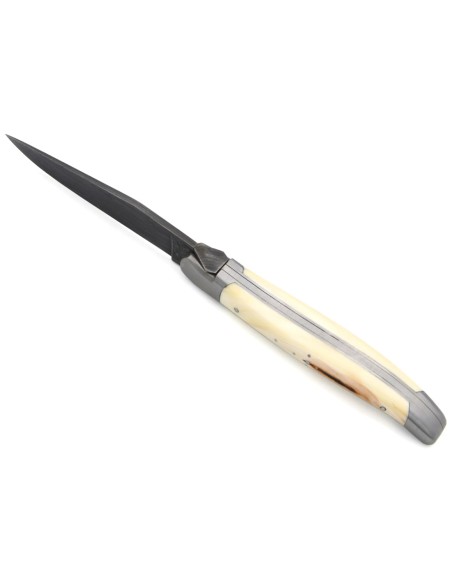 Laguiole "Sauvage" 12 cm - lame et abeille en acier damas, manche en dent de phacochère