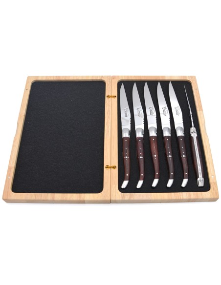 Coffret de couteaux de table de Laguiole, manche en bois de violette