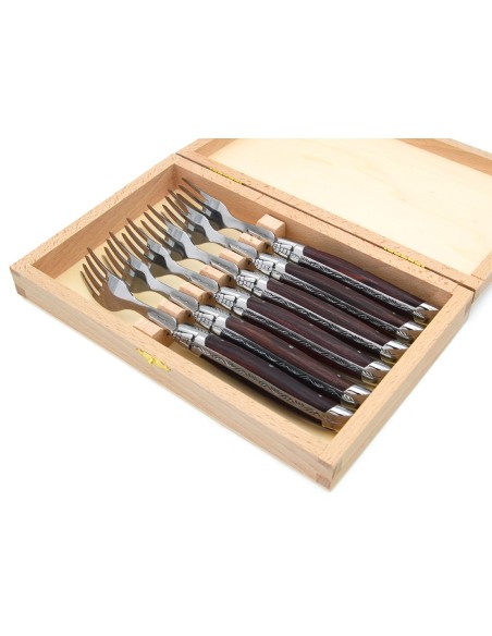 Coffret de fourchettes de table Laguiole, manche en bois de violette