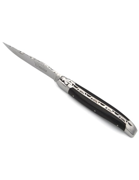 Laguiole 12 cm, geflochtener Karbonfaser, Klingenrücken ziseliert