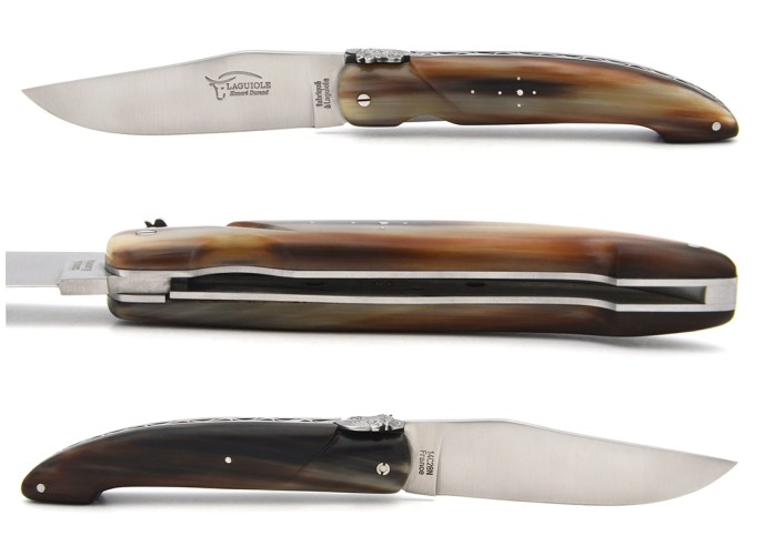 Laguiole-Jagdmesser, 13.5 cm, Voller Griff aus Hornspitze