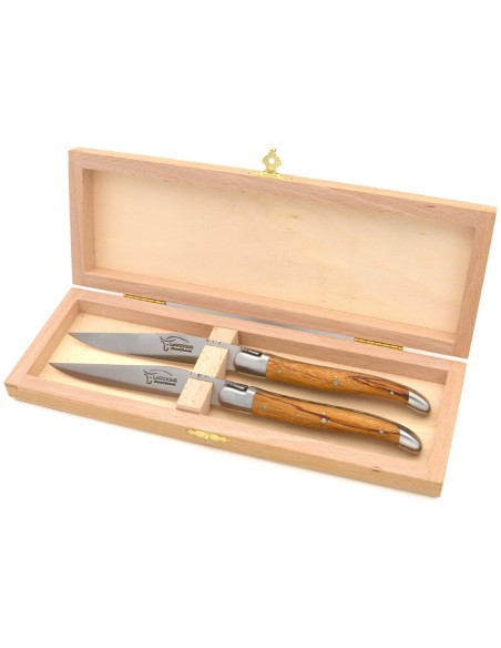 Coffret de couteaux de table de Laguiole, manche galbé en bois serpent