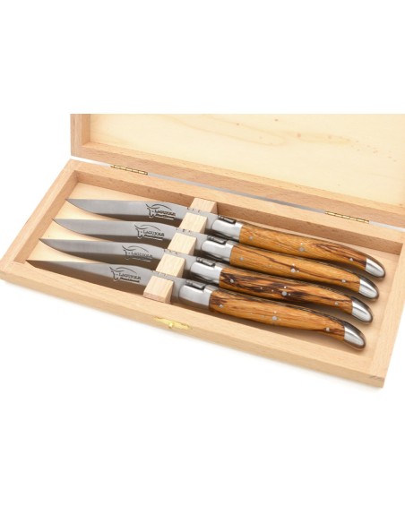 Coffret de couteaux de table de Laguiole, manche galbé en bois serpent