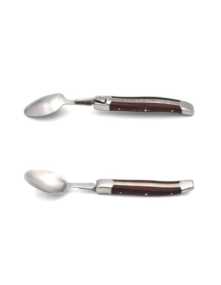 Laguiole teaspoons, wide various wood handles with matt bolsters
