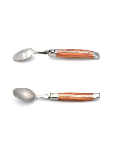 Laguiole teaspoons, wide various wood handles with matt bolsters