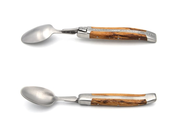 Laguiole teaspoons, wide various wood handles with matt bolsters