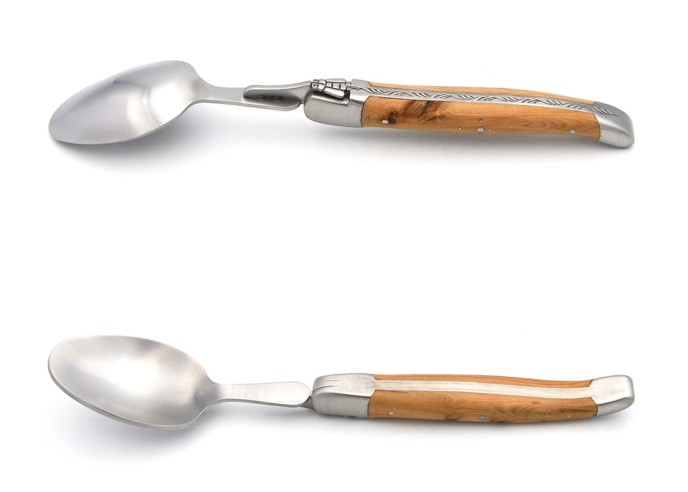 Cuillères à soupe Laguiole, manche galbé en bois divers