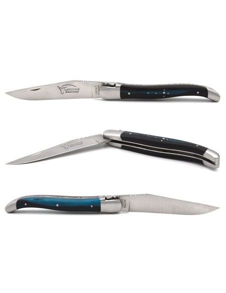 Laguiole knife 12 cm, Hybrid wood handle - Ebony / Blue resin