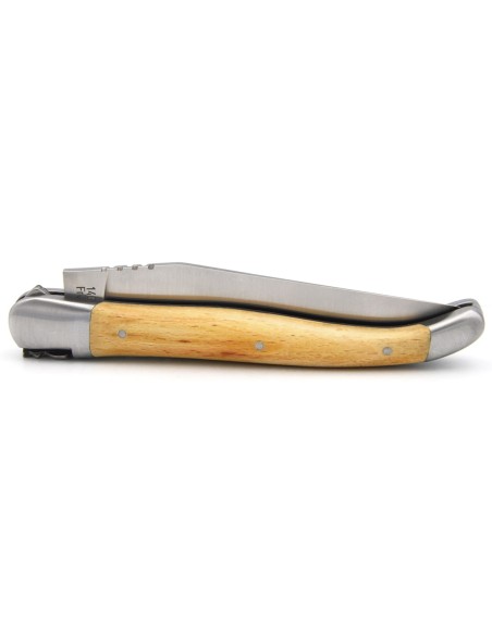 Couteau de Laguiole labellisé indication géographique en hêtre de l'Aubrac, manche de 12 cm, lame seule, finition inox mat