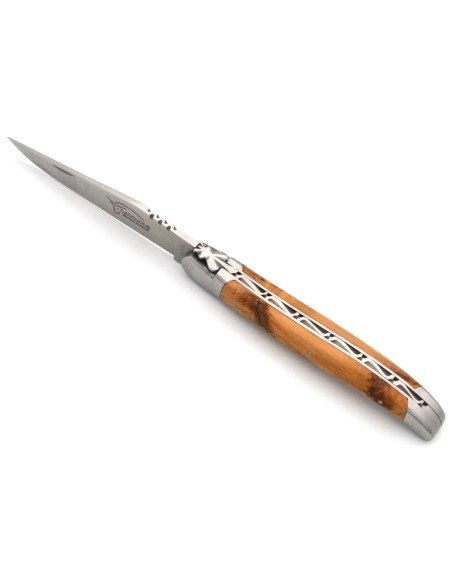Laguiole knife with Geographical Indication label, 12 cm juniper wood handle, blade only, matt stainless steel finish