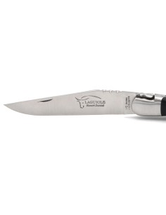 Laguiole-Messer mit Label Geografische Angabe, 12 cm Griff aus Hornspitze (dunkel), einzelne Klinge, mattes Edelstahl-Finish 2