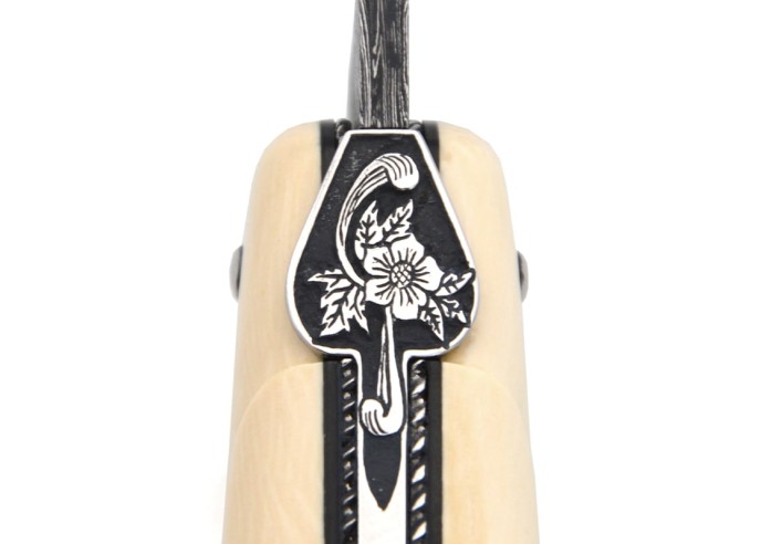 Ivoire de mammouth & deux inserts en molaire de mammouth jaune