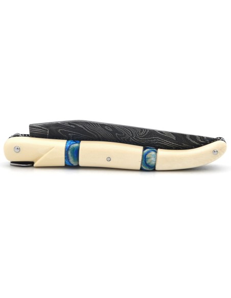 Ivoire de mammouth & deux inserts en molaire de mammouth bleue
