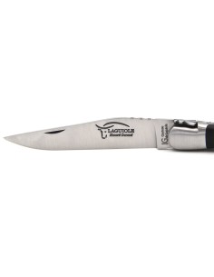 Laguiole-Messer mit Label Geografische Angabe, 12 cm Griff aus Ebenholz, einzelne Klinge, mattes Edelstahl-Finish 2