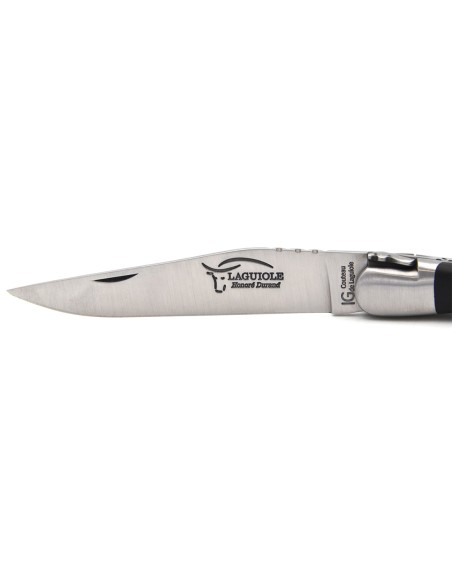 Couteau de Laguiole labellisé indication géographique en ébène, manche de 12 cm, lame seule, finition inox mat