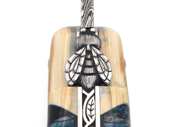 Laguiole knife in mammoth molar with mammoth tusk bolsters