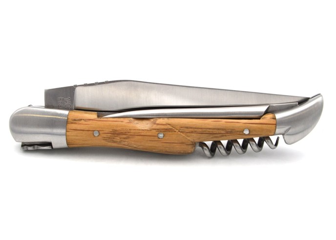 Laguiole 12cm, Klinge, Korkenzieher und Dorn, Griff aus Olivenholz