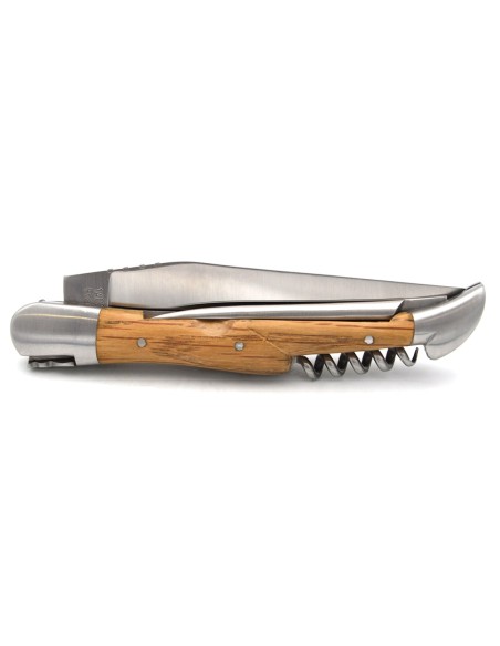 Laguiole 12 cm, lame & tire-bouchon & poinçon, manche en olivier