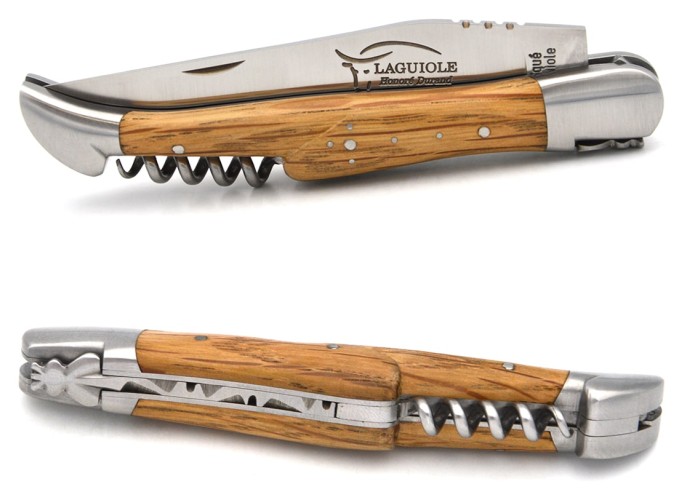 Laguiole 12cm, Klinge, Korkenzieher und Dorn, Griff aus Olivenholz