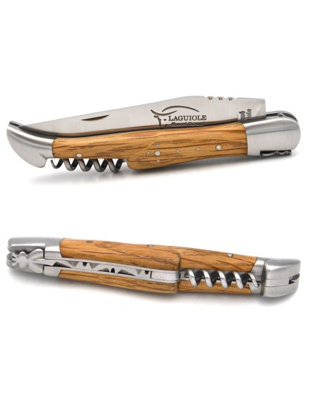 Laguiole 12cm, Klinge, Korkenzieher und Dorn, Griff aus Olivenholz