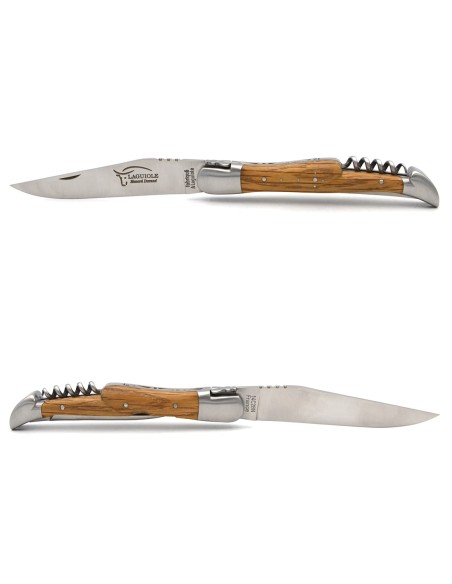 Laguiole 12cm, Klinge, Korkenzieher und Dorn, Griff aus Olivenholz