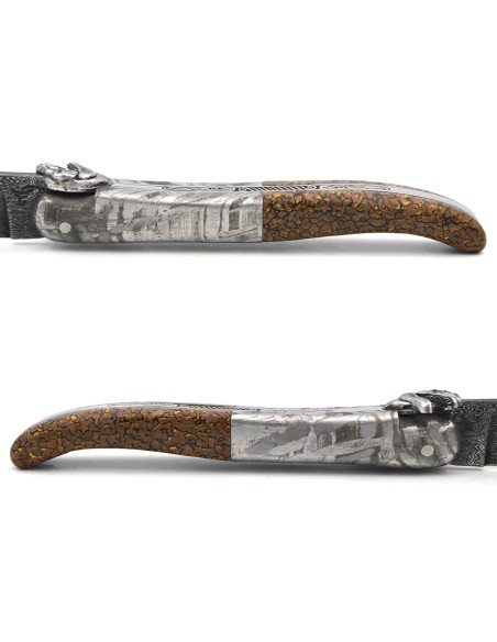 Laguiole pliant avec une abeille mécanique motif tête de T. rex