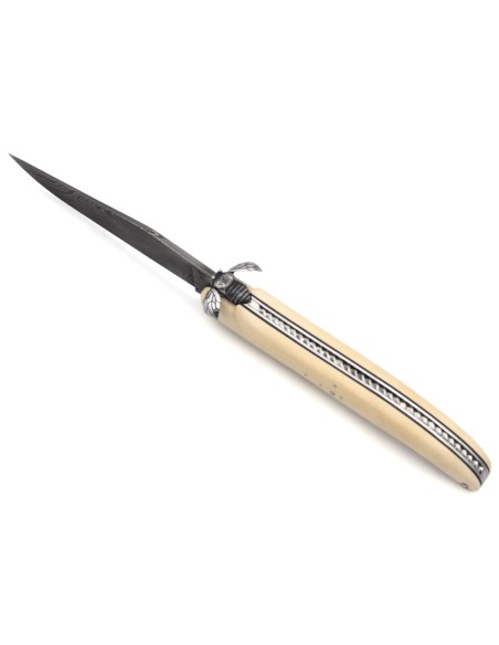 Laguiole 13 cm, mechanical bee, mammoth ivory, Damascus steel blade
