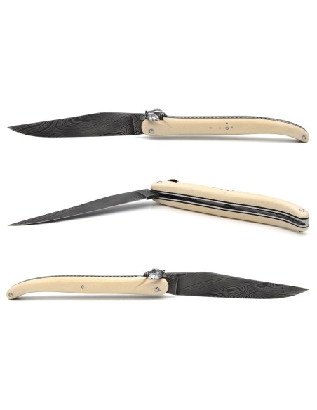 Laguiole 13cm, Mechanische Biene, Mammutstoßzahn, Klinge Damast