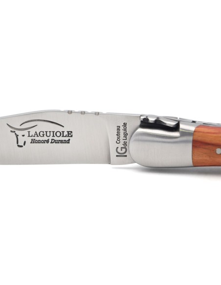 Couteau de Laguiole labellisé indication géographique, manche de 12 cm en bois de rose, lame seule, finition inox mat
