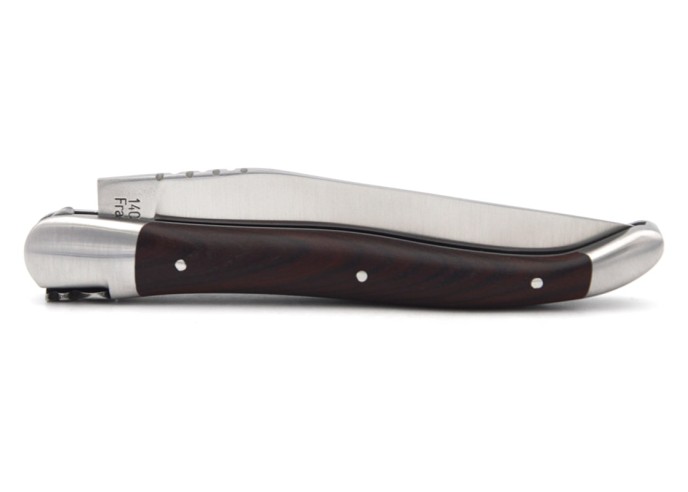 Laguiole-Messer mit Label Geografische Angabe, 12 cm Griff aus Veilchenholz, einzelne Klinge, mattes Edelstahl-Finish