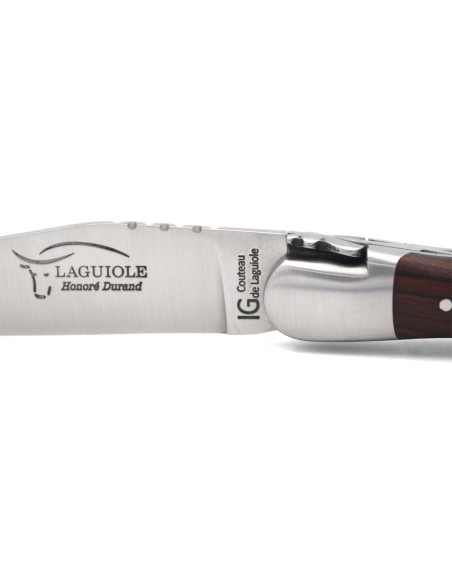Laguiole-Messer mit Label Geografische Angabe, 12 cm Griff aus Veilchenholz, einzelne Klinge, mattes Edelstahl-Finish