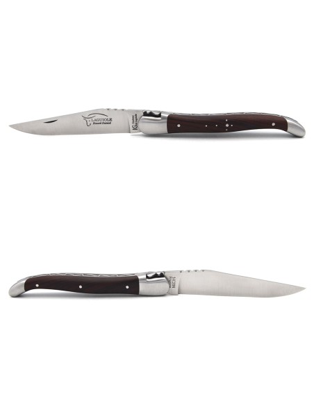Laguiole-Messer mit Label Geografische Angabe, 12 cm Griff aus Veilchenholz, einzelne Klinge, mattes Edelstahl-Finish