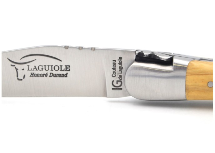 Laguiole-Messer mit Label Geografische Angabe, 12 cm Griff aus Buchsbaum, einzelne Klinge, mattes Edelstahl-Finish