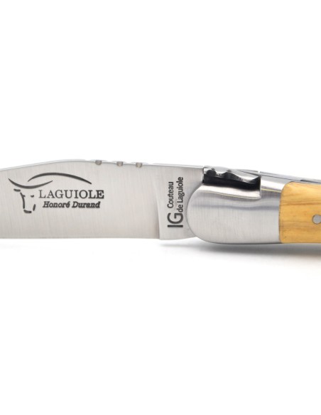 Laguiole-Messer mit Label Geografische Angabe, 12 cm Griff aus Buchsbaum, einzelne Klinge, mattes Edelstahl-Finish