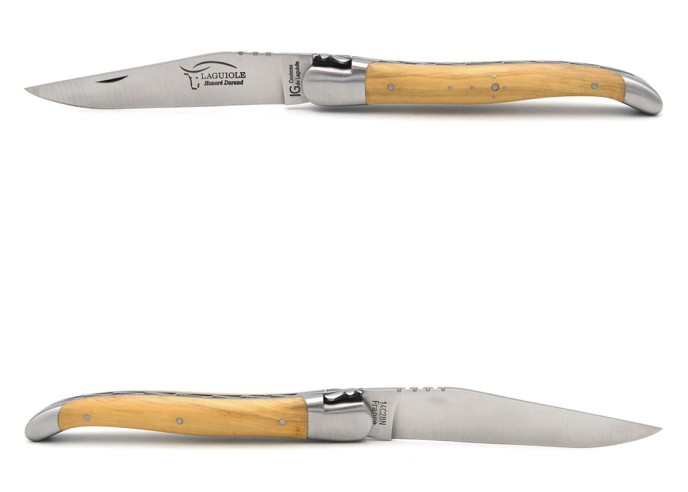 Laguiole-Messer mit Label Geografische Angabe, 12 cm Griff aus Buchsbaum, einzelne Klinge, mattes Edelstahl-Finish
