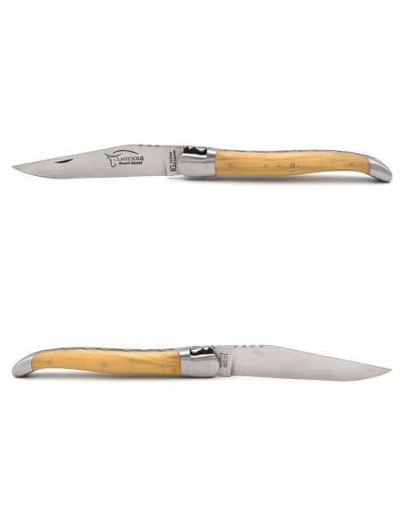 Laguiole-Messer mit Label Geografische Angabe, 12 cm Griff aus Buchsbaum, einzelne Klinge, mattes Edelstahl-Finish