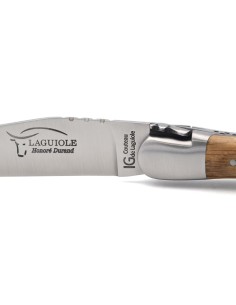 Laguiole-Messer mit Label Geografische Angabe, 12 cm Griff aus Fasseiche, einzelne Klinge, mattes Edelstahl-Finish 2