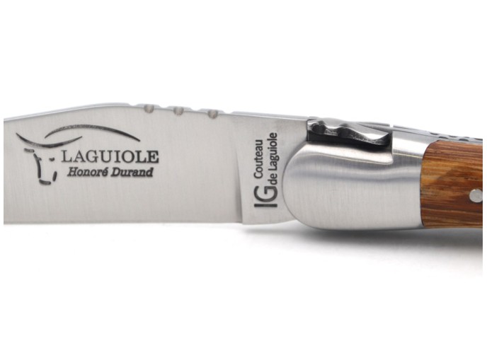 Couteau de Laguiole labellisé indication géographique en bois serpent, manche de 12 cm, lame seule, finition inox mat