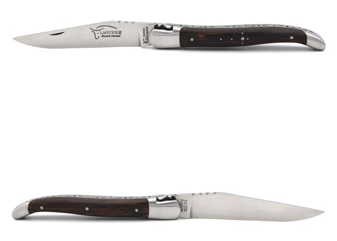 Laguiole-Messer mit Label Geografische Angabe, 12 cm Griff aus Palme, einzelne Klinge, mattes Edelstahl-Finish